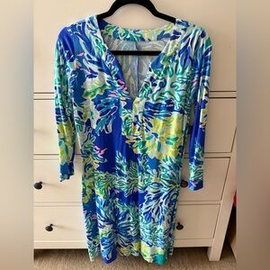 Lilly Pulitzer Vibrant Blue and Green Midi Dress